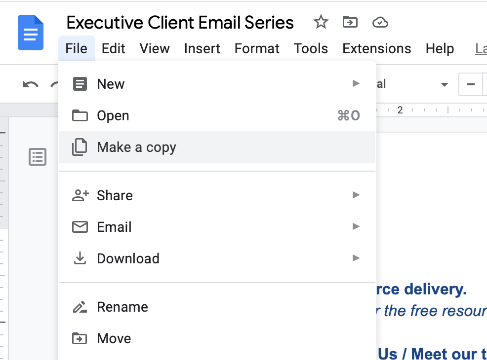 Make a copy of Email Series
